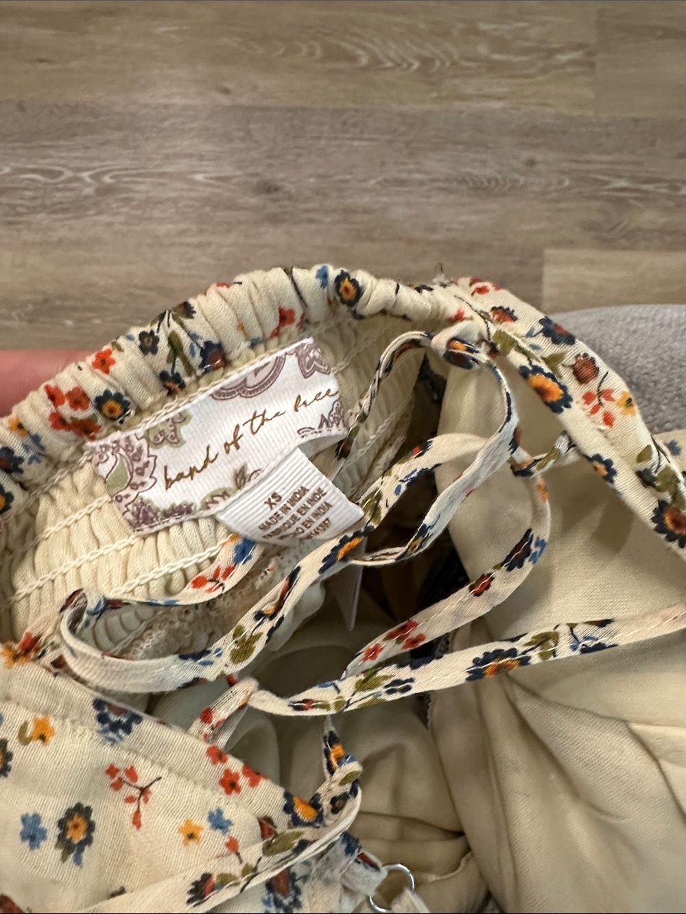 Bohemian Tiered Midi Dress in Cream Floral and Multi Stripe - Picture 8 of 10